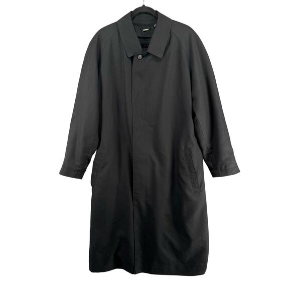 Sanyo New York Wool Lined Trench Coat Mens M? Black Made in Japan - Picture 1 of 16